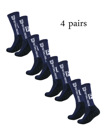 Elite Anti-Slip Grip Soccer Socks – 4 Pairs for Maximum Traction & Performance