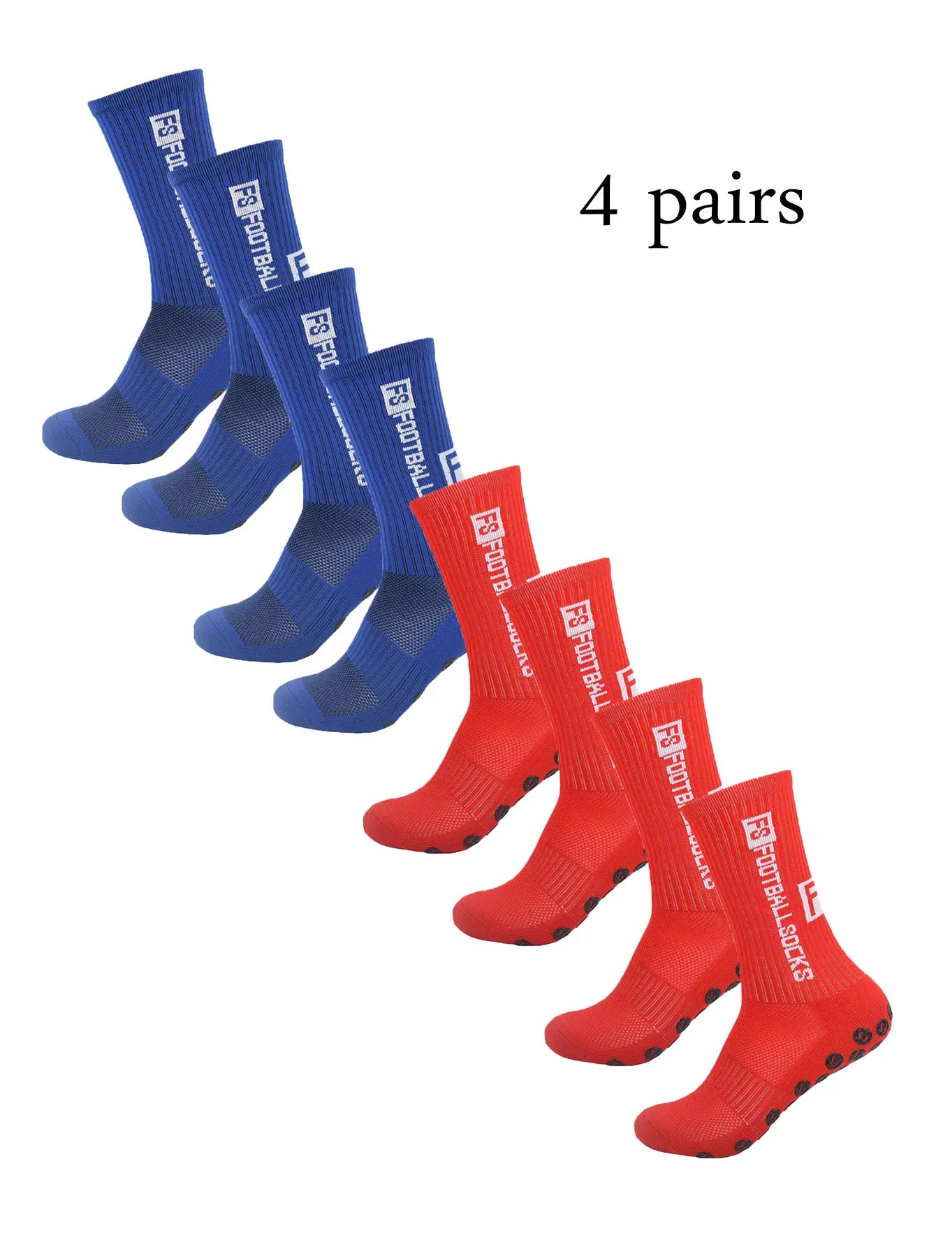 Elite Anti-Slip Grip Soccer Socks – 4 Pairs for Maximum Traction & Performance