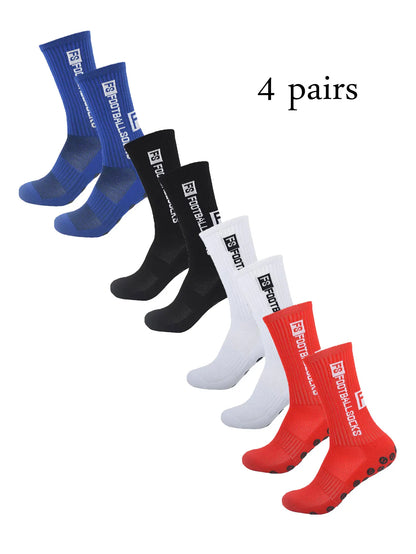 Elite Anti-Slip Grip Soccer Socks – 4 Pairs for Maximum Traction & Performance