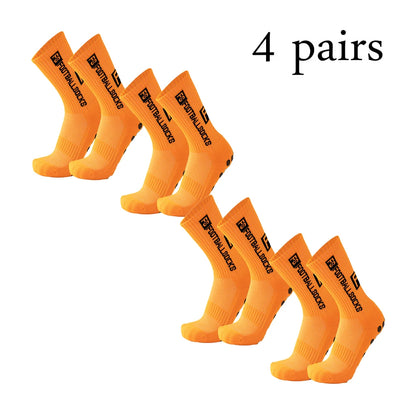 Elite Anti-Slip Grip Soccer Socks – 4 Pairs for Maximum Traction & Performance