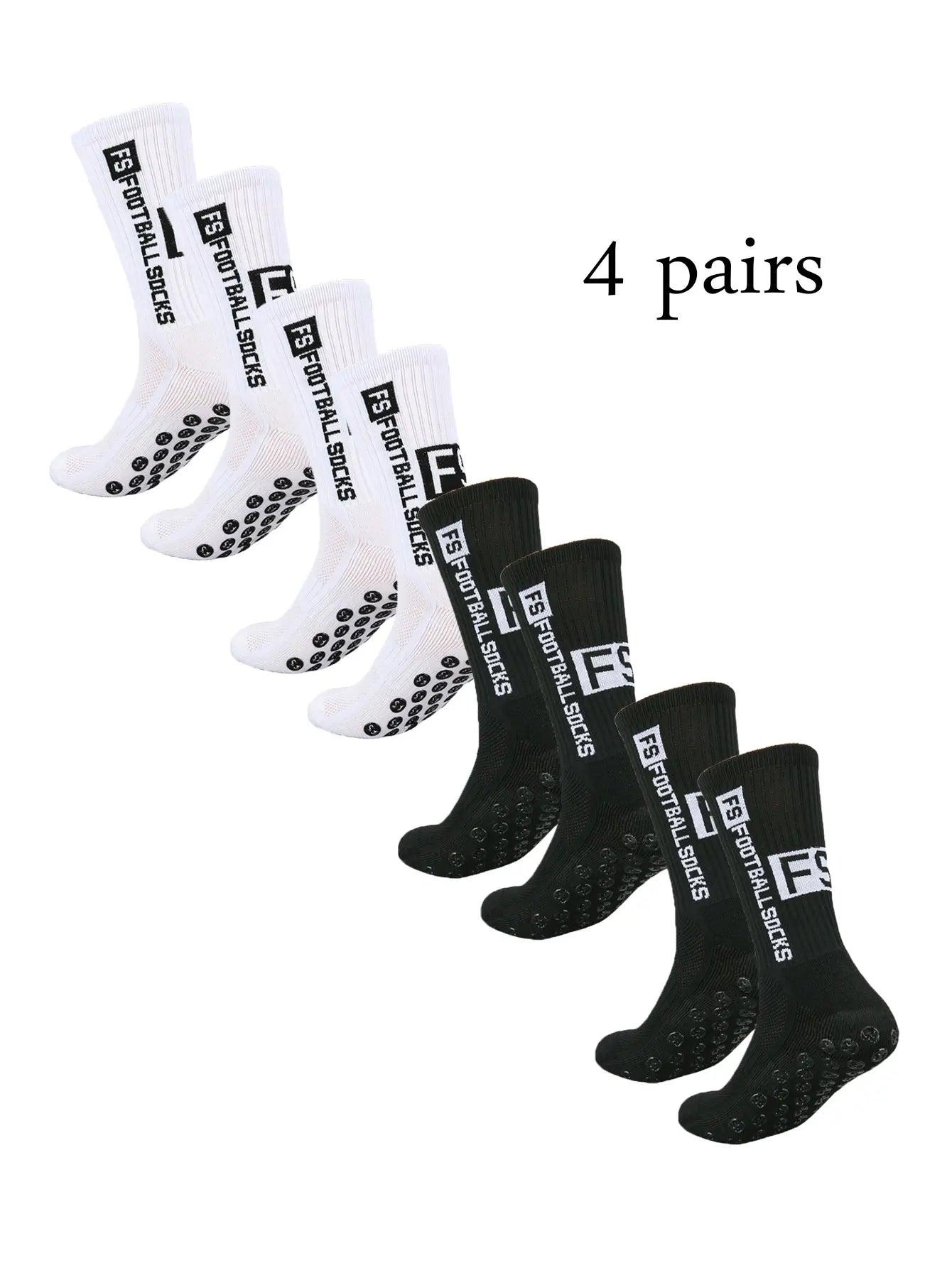 Elite Anti-Slip Grip Soccer Socks – 4 Pairs for Maximum Traction & Performance